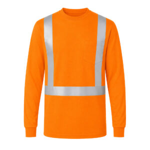 USA Made 50/50 Long Sleeve Reflective Striping Pocket T-shirt